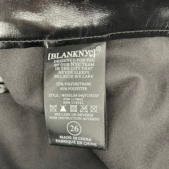 BLANK NYC Faux Leather Pants Size 26 Pleather Size Zipper NWT Vegan Cropped Blk - Picture 9 of 10